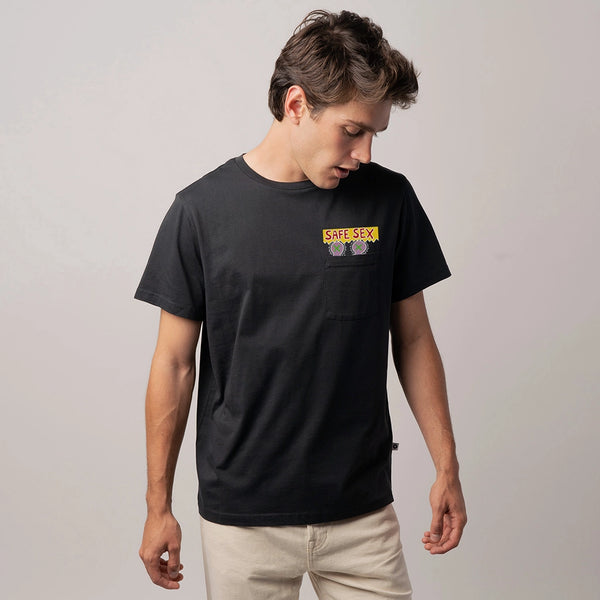 Keith Haring Safe Sex Pocket Tee - Black