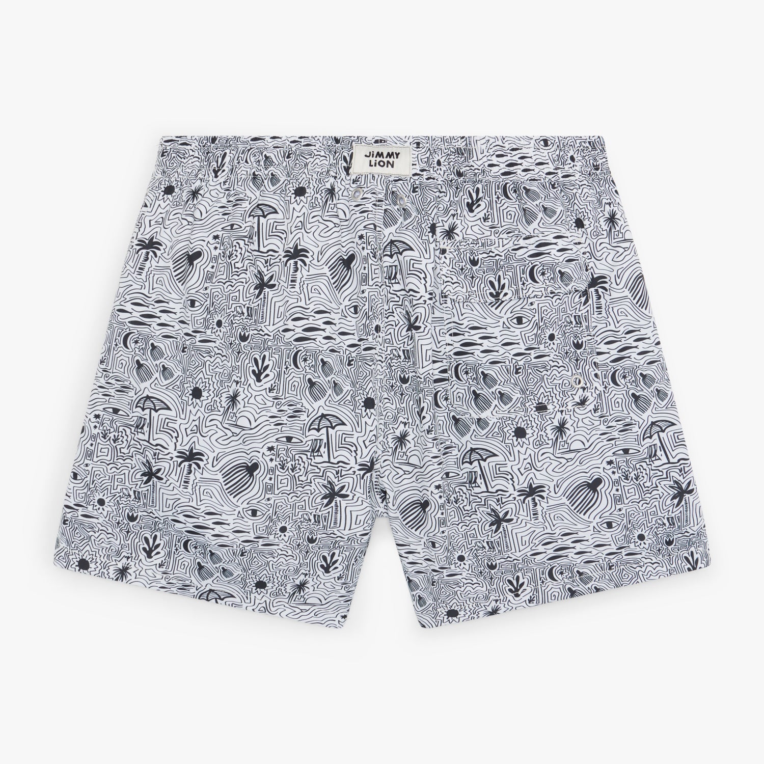 Beach Journal Swim Shorts - Off White Black (1)