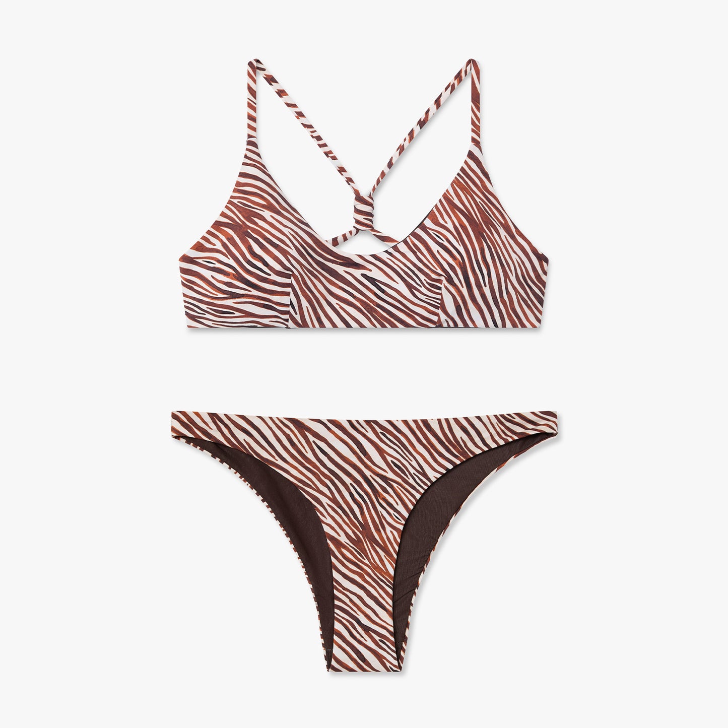 Zebra Print Scoop Top- Beige