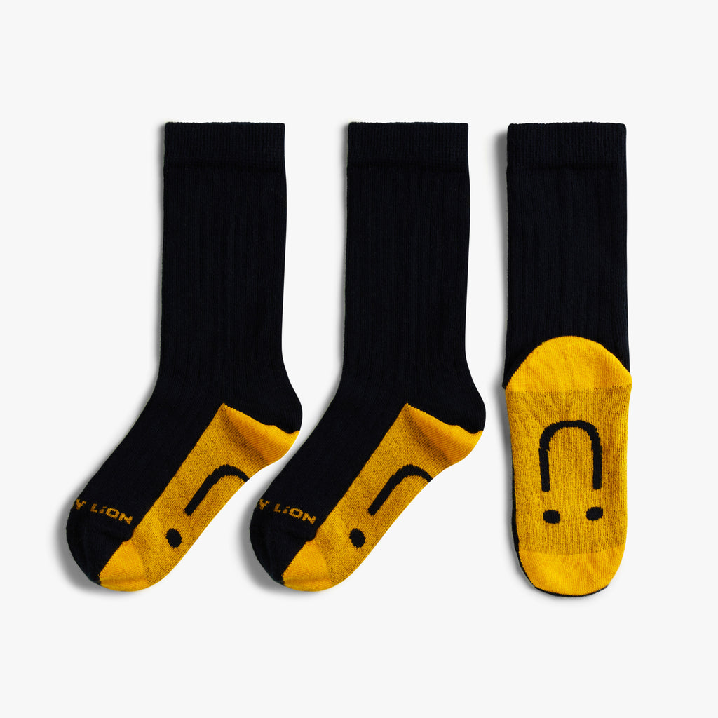 3 x Kids School Ribbed - Dark Blue